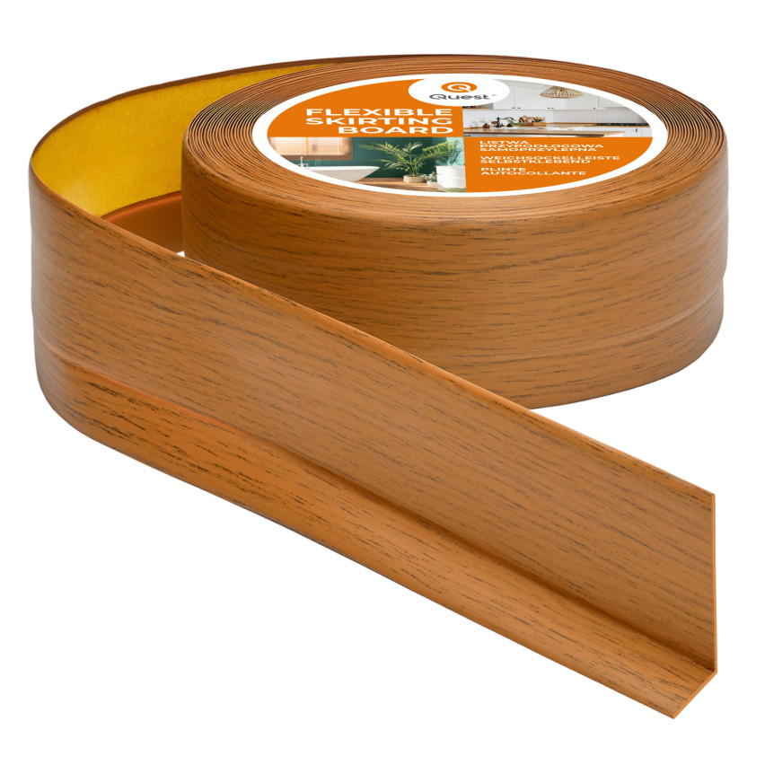 Självhäftande mjuk sockel 50x20 mm, flexibel beklädnad för kök och badrum, PVC-sockel, tätningstejp, rustik ek