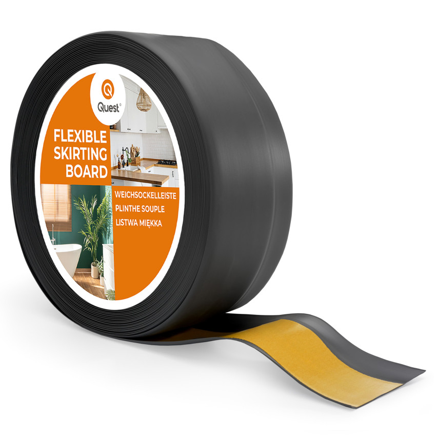 Golvlist självhäftande PVC 50x20 mm, grafit självhäftande flexibel golvlist, sockelbräda sockel