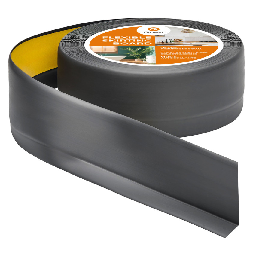 Golvlist självhäftande PVC 50x20 mm, grafit självhäftande flexibel golvlist, sockelbräda sockel