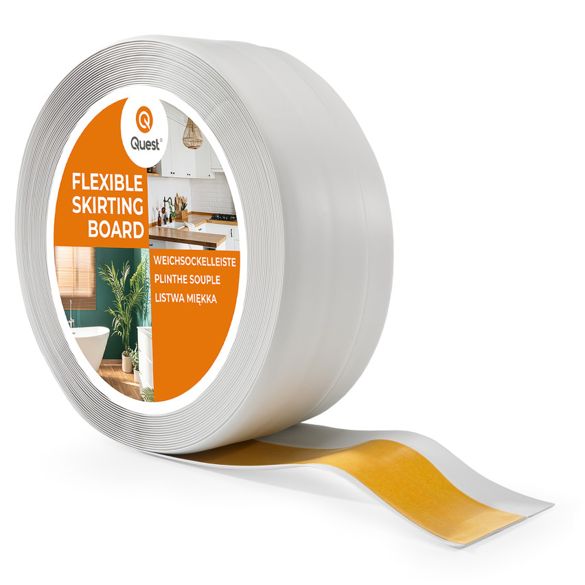 Självhäftande mjuk sockel 50x20 mm, flexibel beklädnad för kök och badrum, PVC-sockel, tätningstejp, ljusgrå