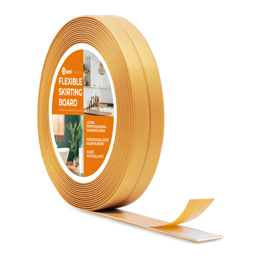 PVC självhäftande monterings- och avslutningslist på skumtejp 10/10 5m - guld