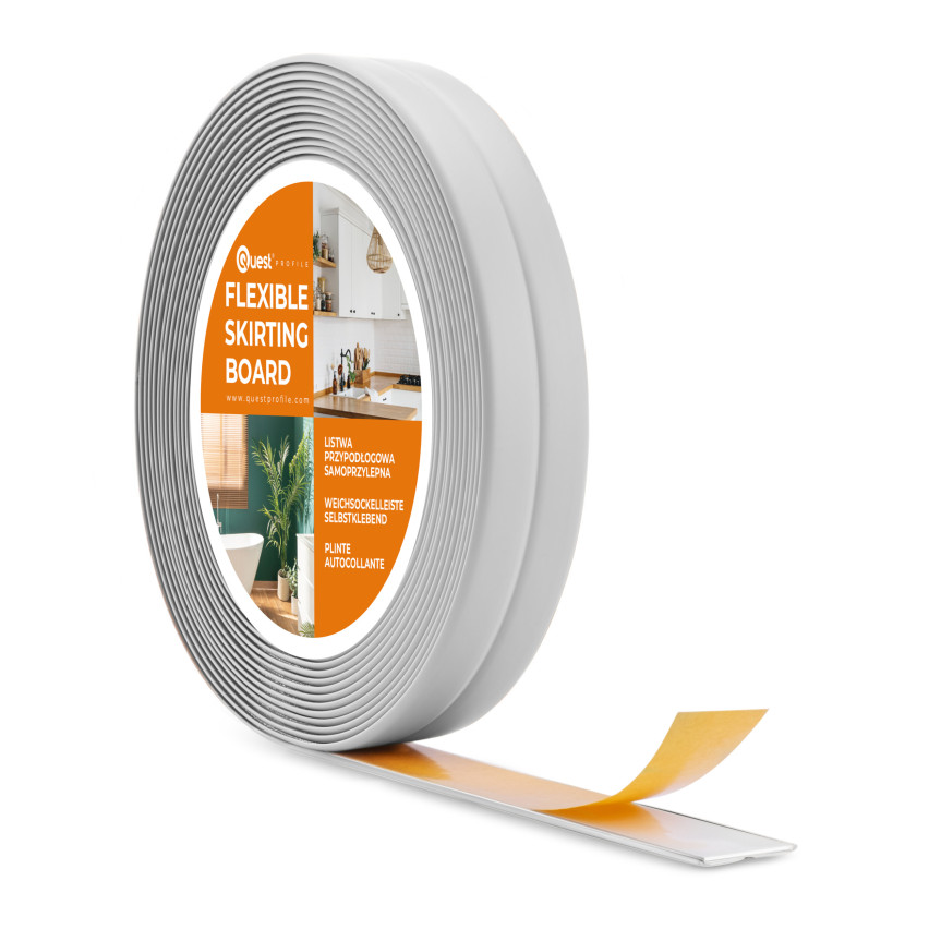PVC självhäftande monterings- och avslutningslist på skumtejp 10/10 5m - ljusgrå