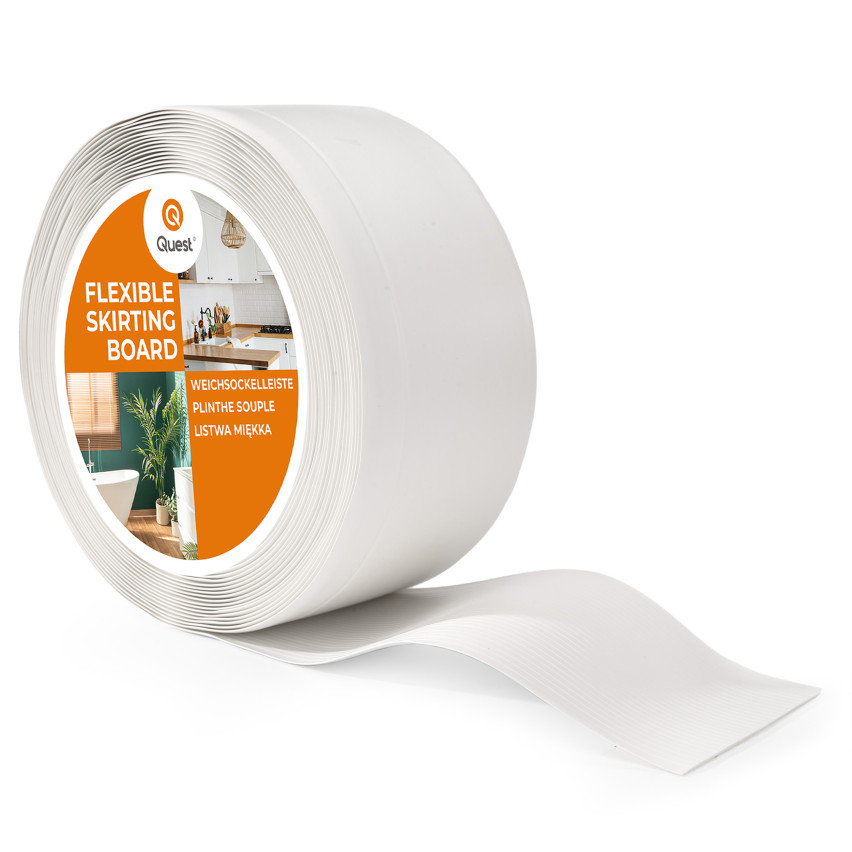 Golvlist självhäftande PVC 100x25 mm, vit, flexibel golvlist, sockelbräda sockel