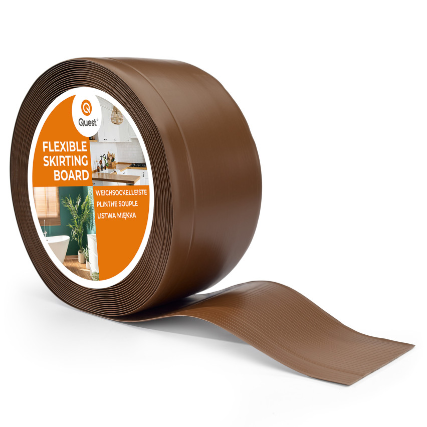 Golvlist självhäftande PVC 100x25 mm, brun, flexibel golvlist, sockelbräda sockel