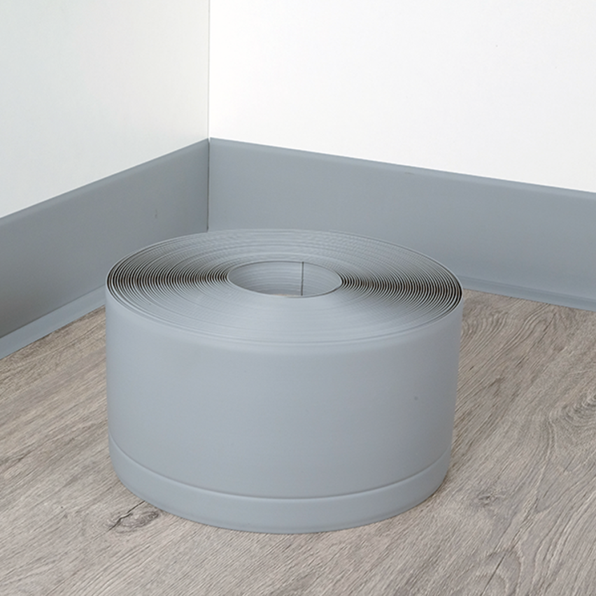 Golvlist självhäftande PVC 100x25 mm, grå självhäftande flexibel golvlist, sockelbräda sockel