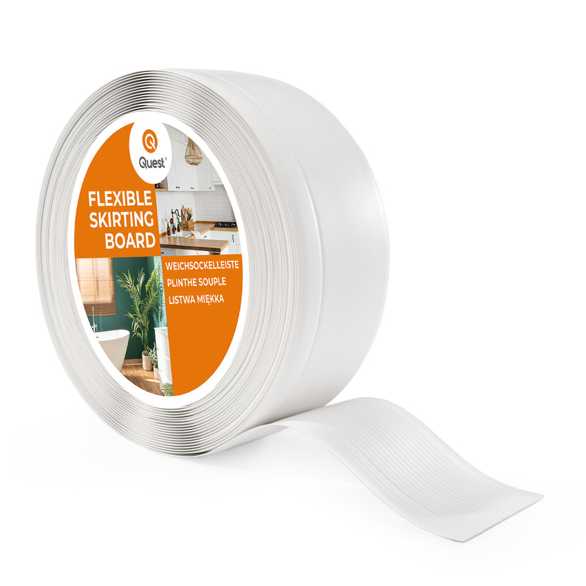 Golvlist självhäftande PVC 70x20 mm, vit, flexibel golvlist, sockelbräda sockel