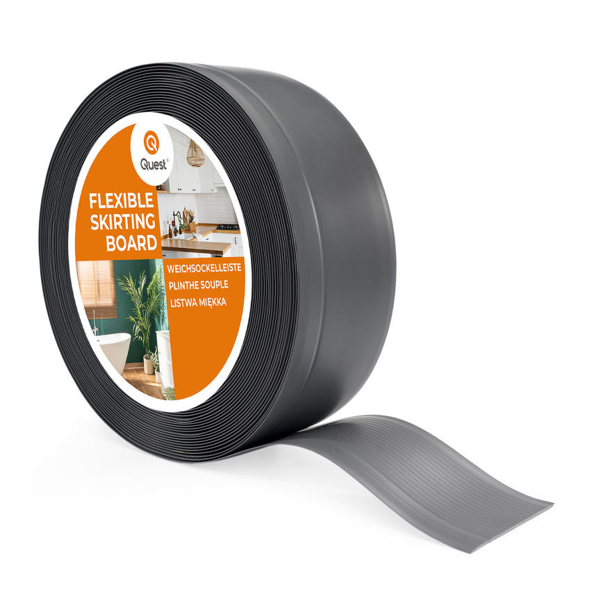 Golvlist självhäftande PVC 70x20 mm, mörkgrå, flexibel golvlist, sockelbräda sockel