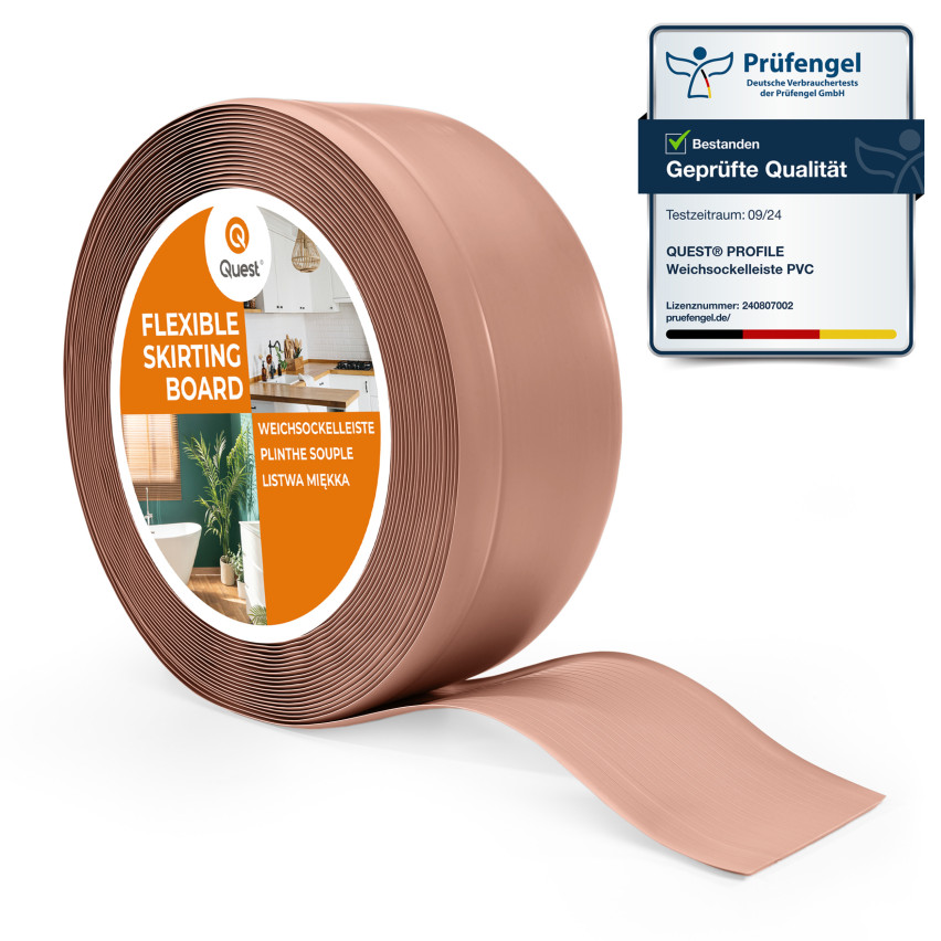Golvlist självhäftande PVC 70x20 mm, ljusbrun, flexibel golvlist, sockelbräda sockel