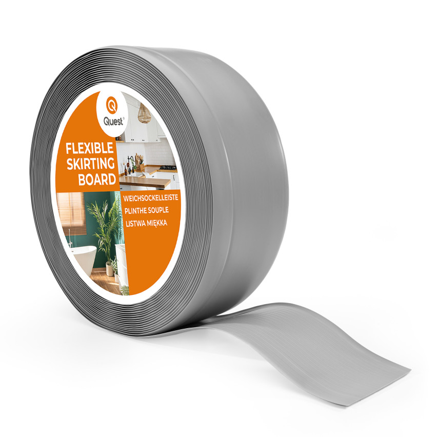 Mjuk sockel, flexibel sockel, hörnplatta, PVC 70x20 mm, grå
