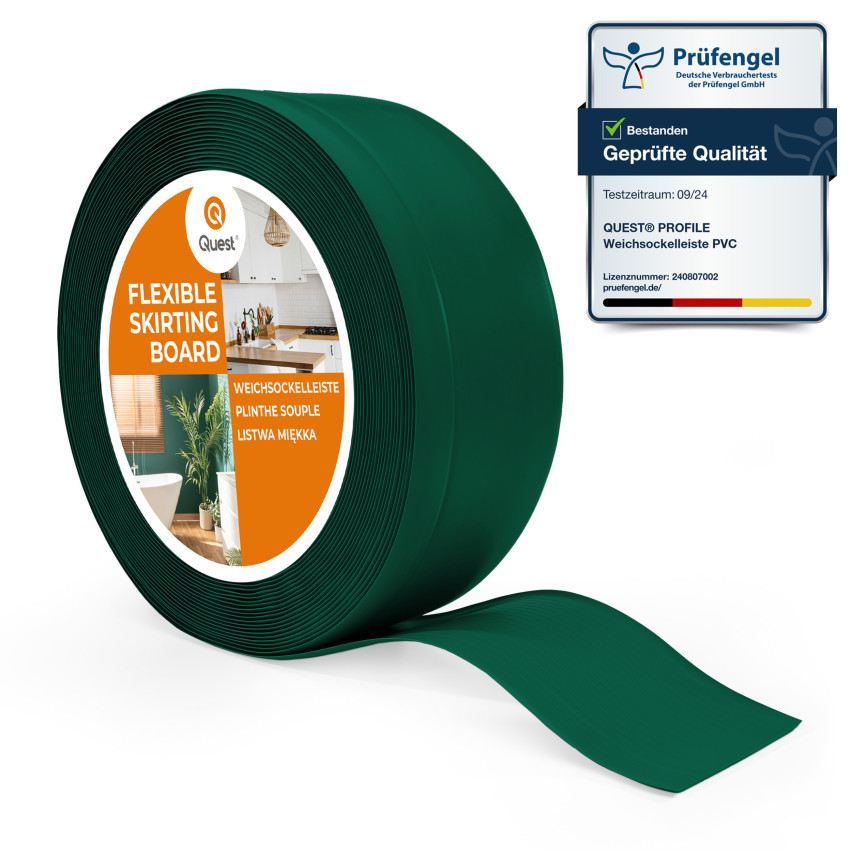 Golvlist självhäftande PVC 70x20 mm, grön, flexibel golvlist, sockelbräda sockel