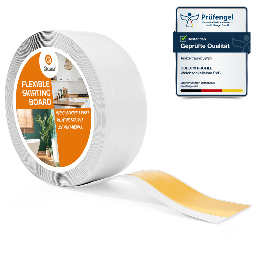 Golvlist självhäftande PVC 70x20 mm, vit självhäftande flexibel golvlist, sockelbräda sockel