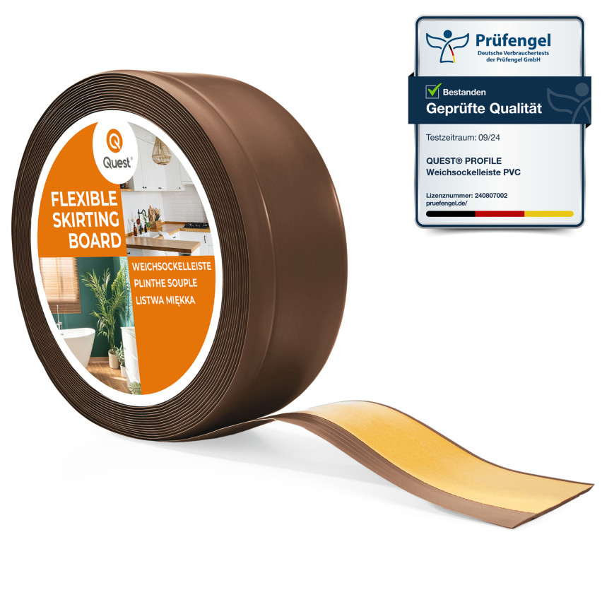 Golvlist självhäftande PVC 70x20 mm, brun självhäftande flexibel golvlist, sockelbräda sockel