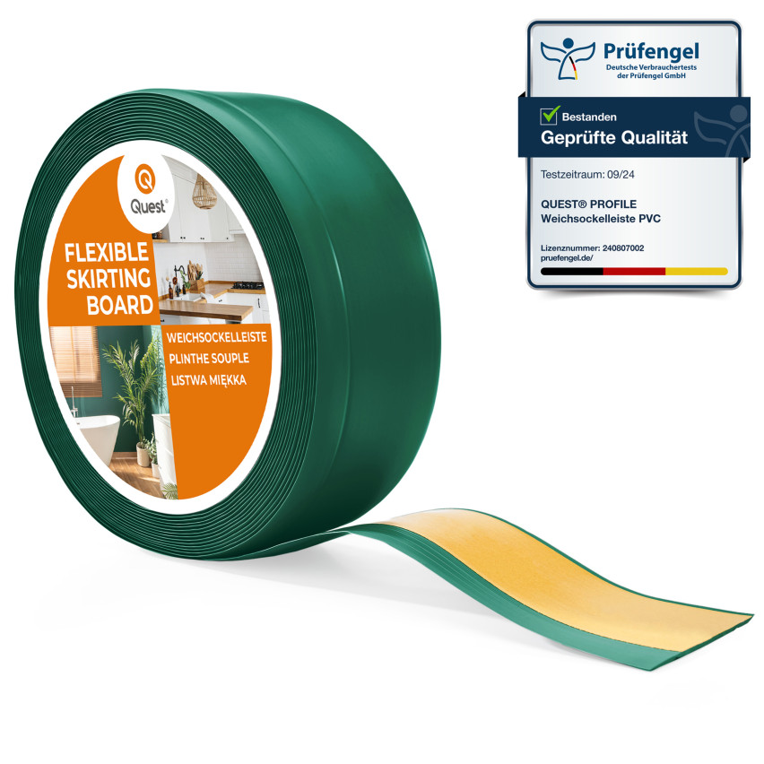 Golvlist självhäftande PVC 70x20 mm, grön självhäftande flexibel golvlist, sockelbräda sockel