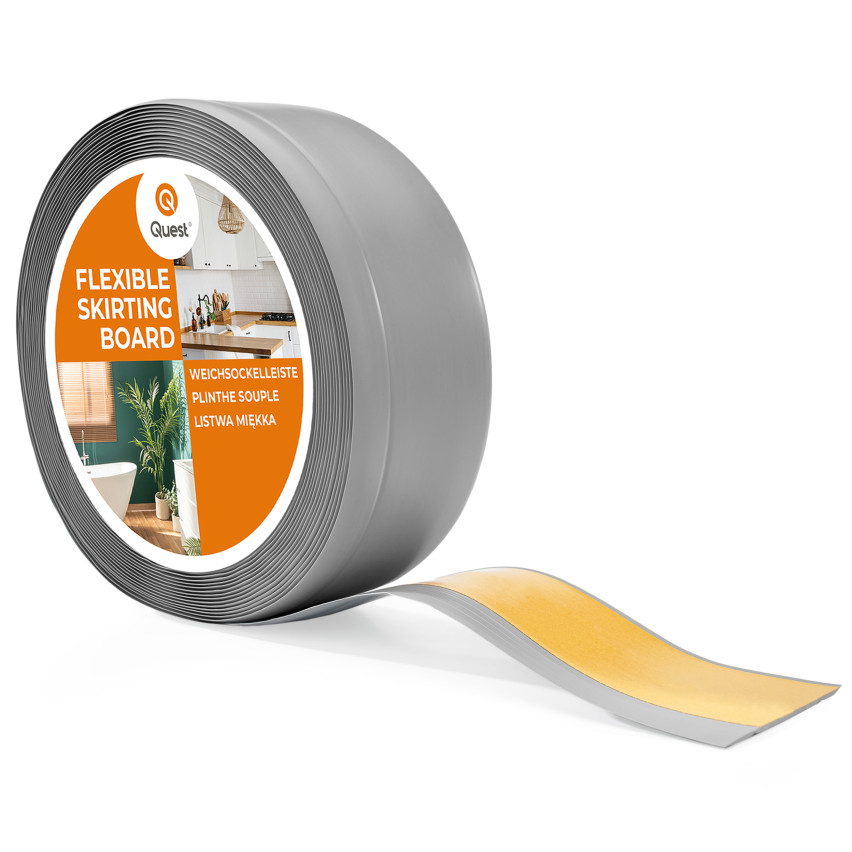 Golvlist självhäftande PVC 70x20 mm, grå självhäftande flexibel golvlist, sockelbräda sockel