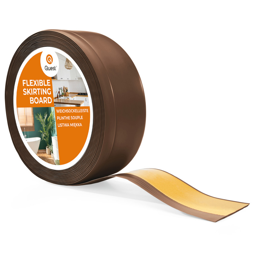 Golvlist självhäftande PVC 70x20 mm, brun självhäftande flexibel golvlist, sockelbräda sockel