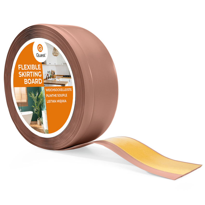 Golvlist självhäftande PVC 70x20 mm, ljusbrun självhäftande flexibel golvlist, sockelbräda sockel