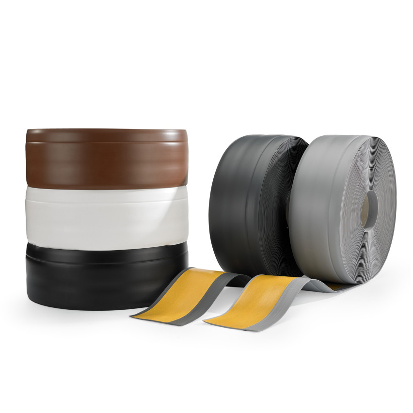 Golvlist självhäftande PVC 70x20 mm, grå självhäftande flexibel golvlist, sockelbräda sockel