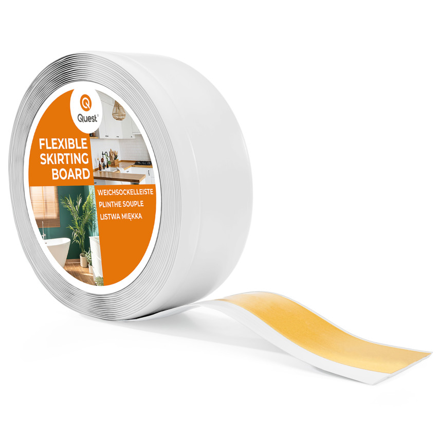 Golvlist självhäftande PVC 70x20 mm, vit självhäftande flexibel golvlist, sockelbräda sockel