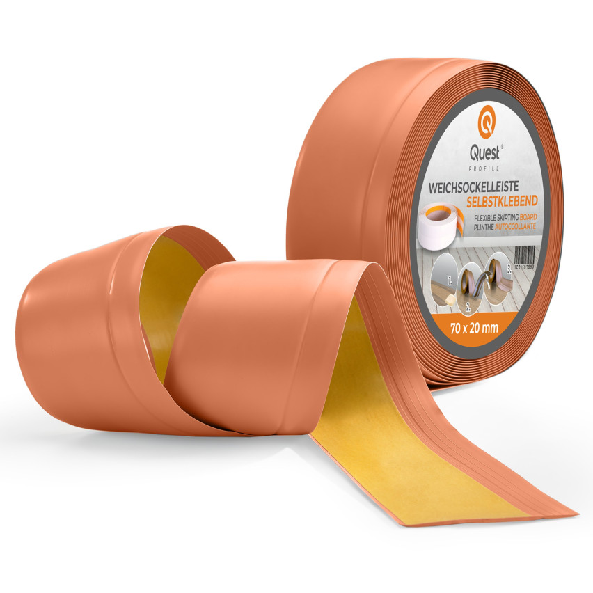 Golvlist självhäftande PVC 70x20 mm, Tegelsten självhäftande flexibel golvlist, sockelbräda sockel