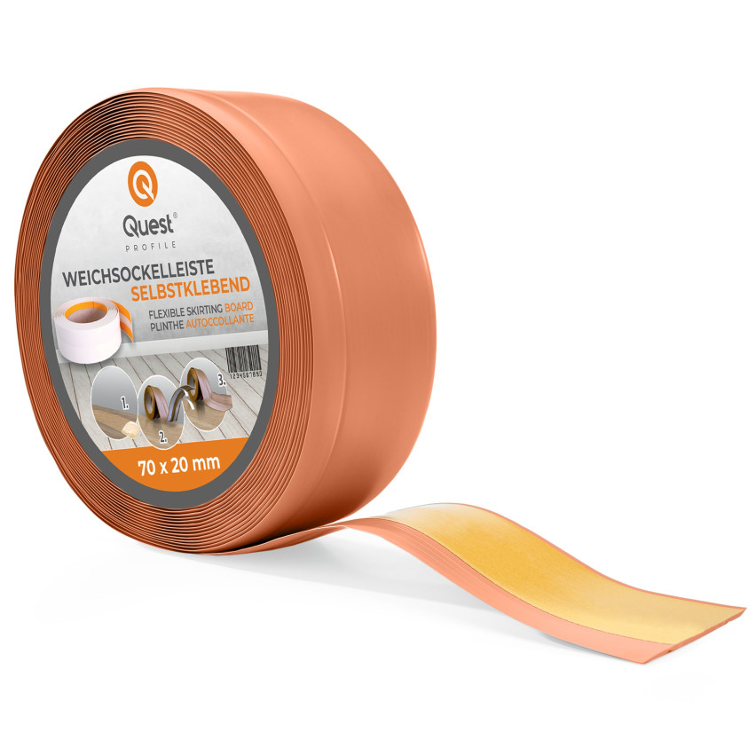Golvlist självhäftande PVC 70x20 mm, Tegelsten självhäftande flexibel golvlist, sockelbräda sockel