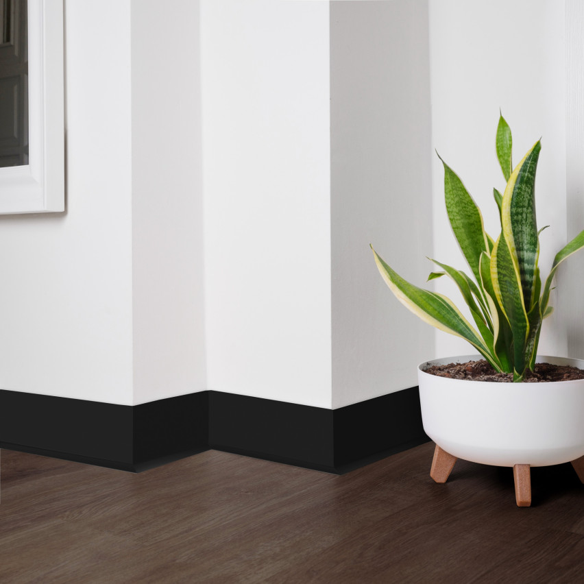 Golvlist självhäftande PVC 70x20 mm, svart, flexibel golvlist, sockelbräda sockel