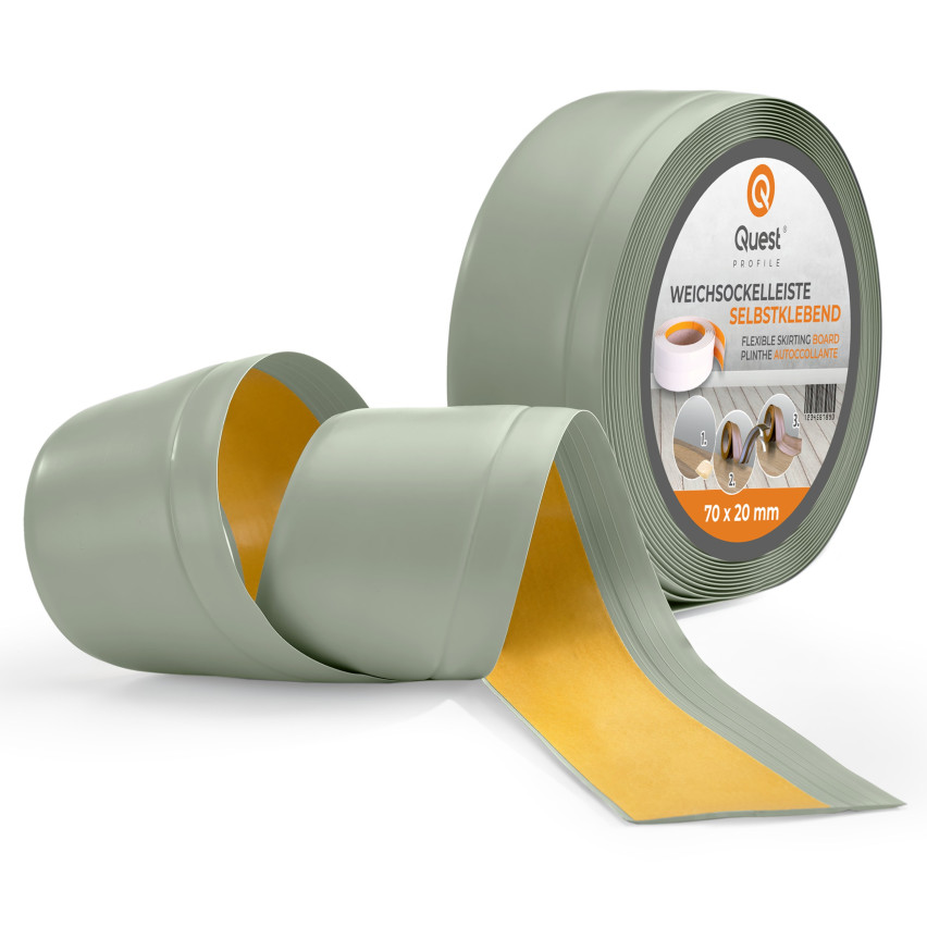 Självhäftande mjuka golvlister, Flexibla golvlister, Hörnlister, PVC, 70x20 mm, ljusgrön