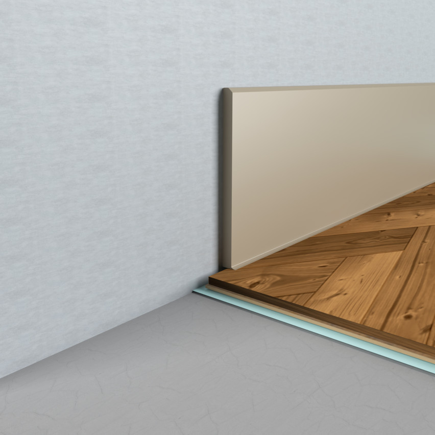 Självhäftande PVC golvlist, slät, 100mm, 10m, beige