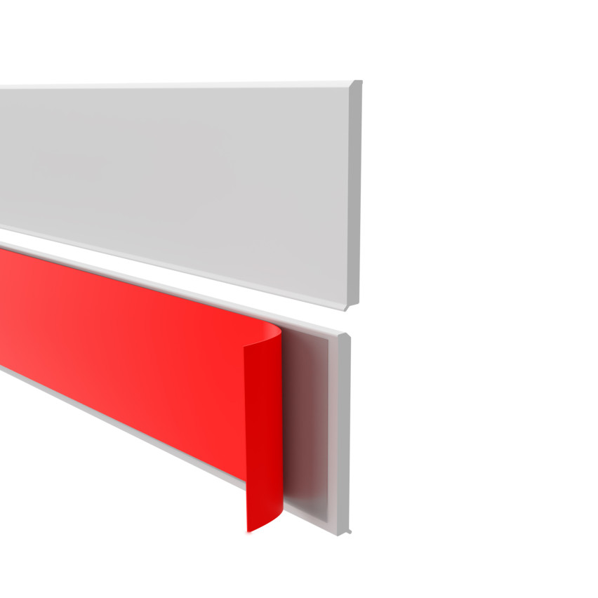 Självhäftande PVC golvlist, slät, 100mm, 10m, vit
