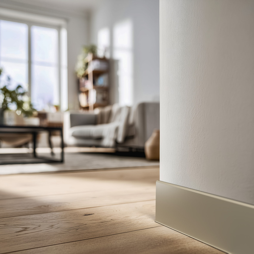 Självhäftande PVC golvlist, slät, 100mm, 10m, beige