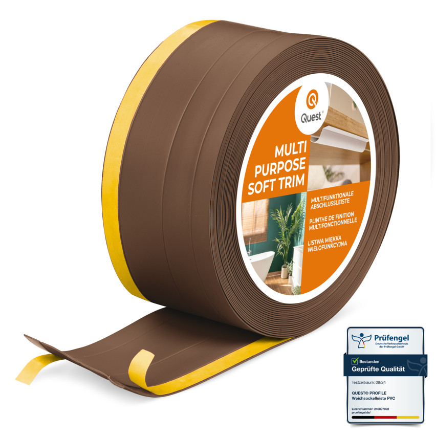 Mångsidig PVC-list 4-i-1 – Självhäftande Avslutningspanel, 120 mm, Brun
