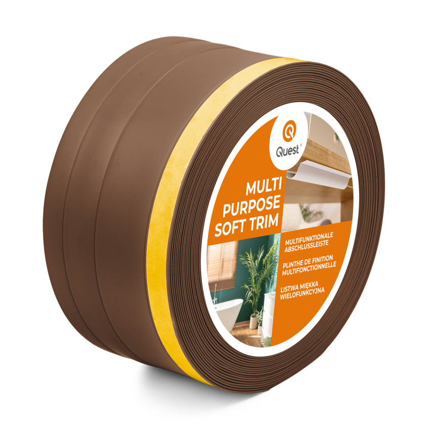 Mångsidig PVC-list 4-i-1 – Självhäftande Avslutningspanel, 120 mm, Brun
