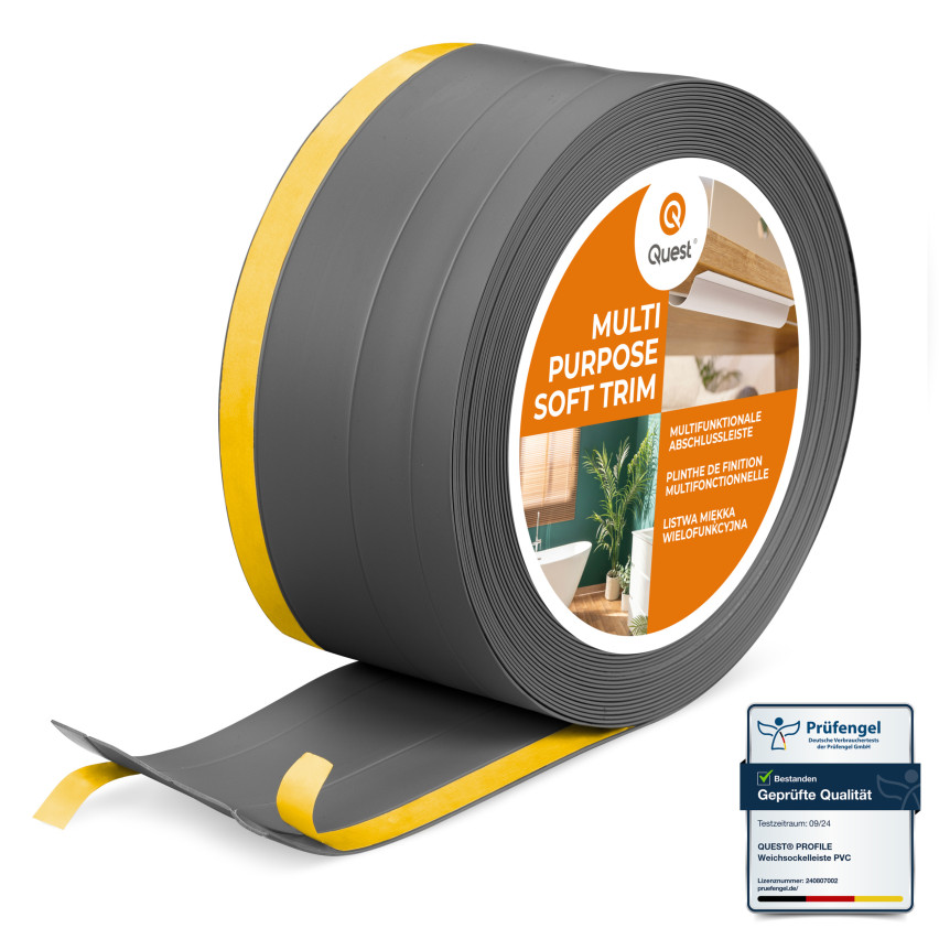 Mångsidig PVC-list 4-i-1 – Självhäftande Avslutningspanel, 120 mm, Mörkgrå