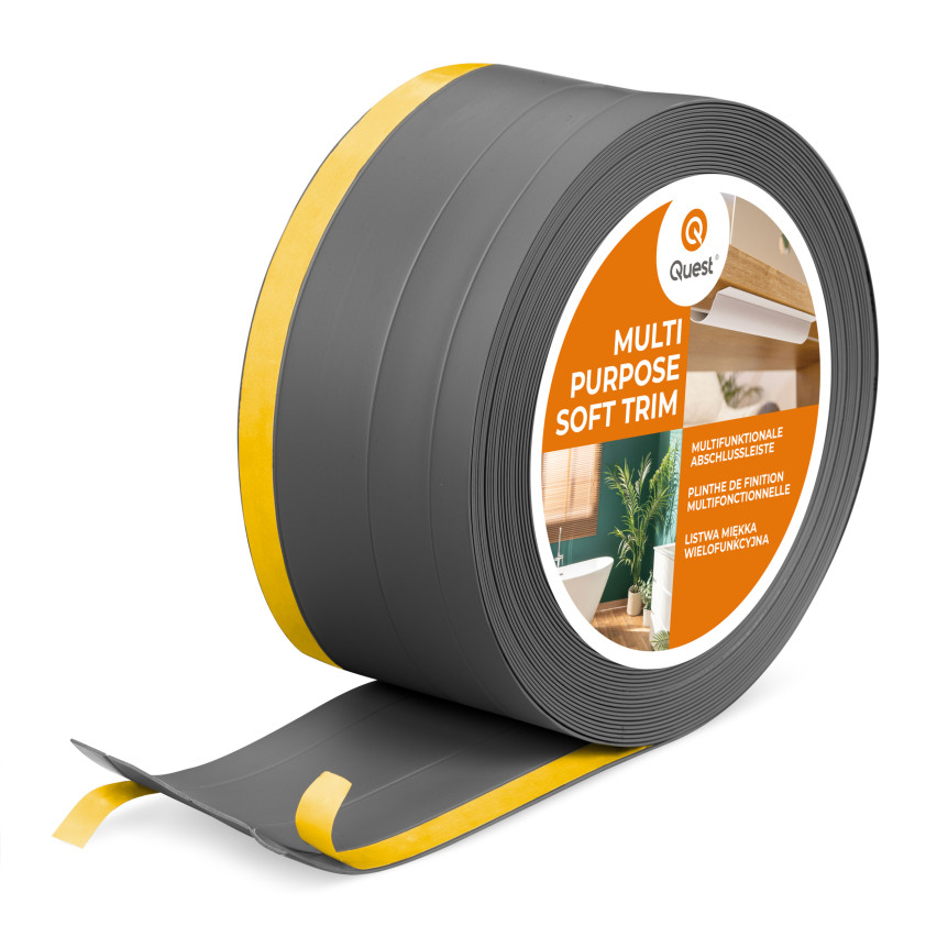 Mångsidig PVC-list 4-i-1 – Självhäftande Avslutningspanel, 120 mm, Mörkgrå