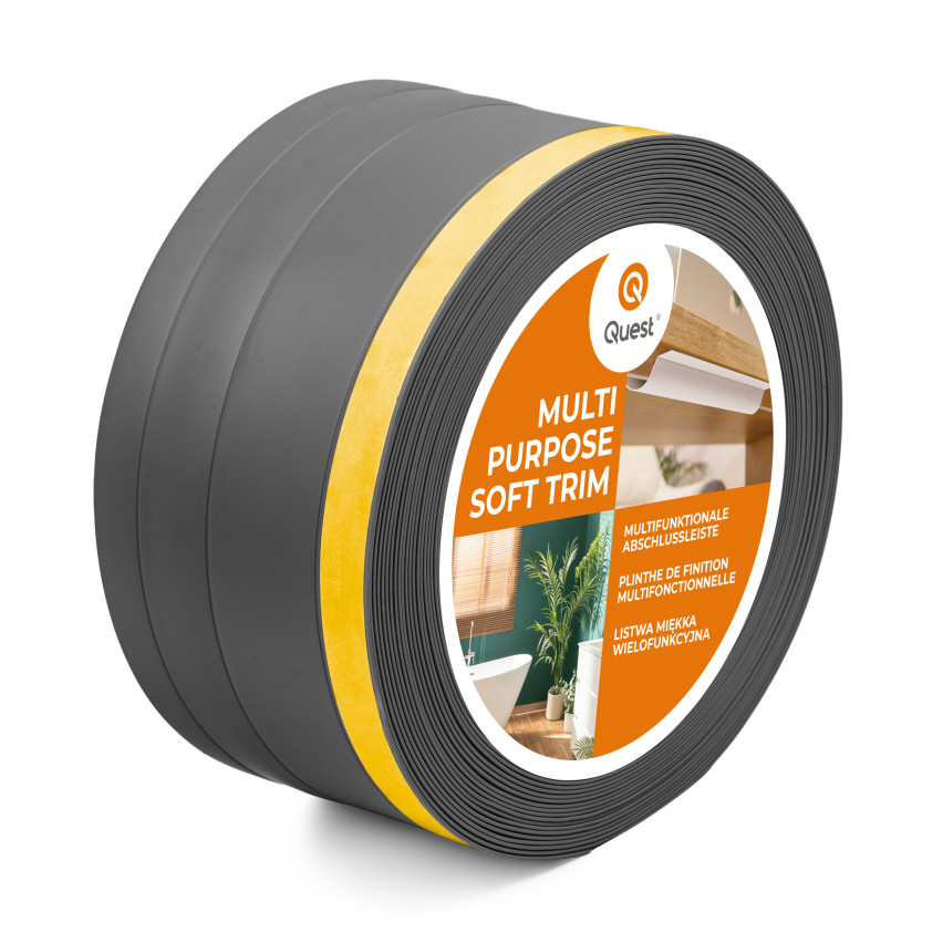 Mångsidig PVC-list 4-i-1 – Självhäftande Avslutningspanel, 120 mm, Mörkgrå