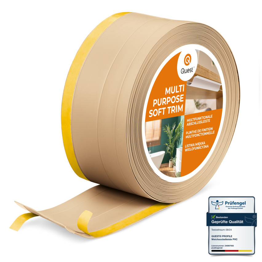 Mångsidig PVC-list 4-i-1 – Självhäftande Avslutningspanel, 120 mm, Sandfärgad