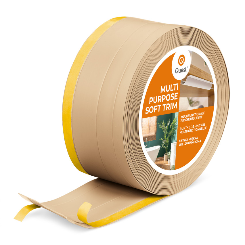 Mångsidig PVC-list 4-i-1 – Självhäftande Avslutningspanel, 120 mm, Sandfärgad