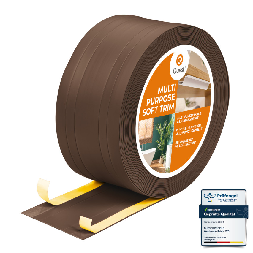 PVC Multifunktionell List 2in1 – Självhäftande Avslutningspanel, 110Mm, Brun