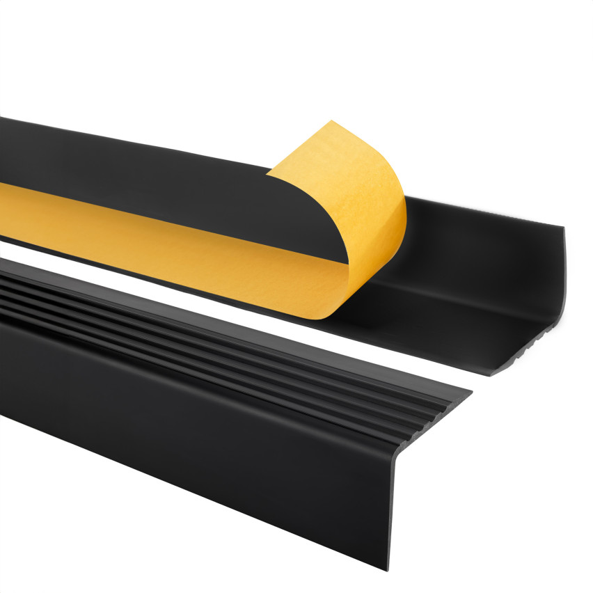Antiglidprofil för trappor med klister, 50x42 mm, svart, 