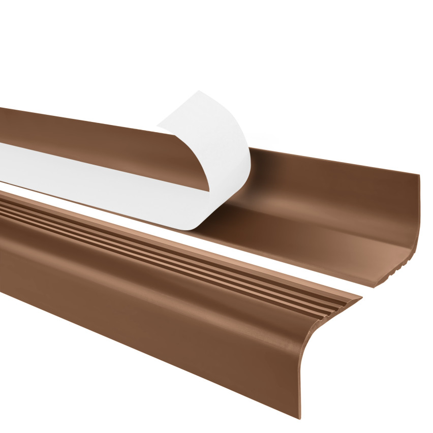 Antiglidprofil för trappor med klister, 52x40 mm, brun