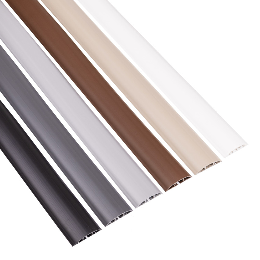 Självhäftande kabelkanaler av PVC - 200 cm, halvrunda, mörkgrå