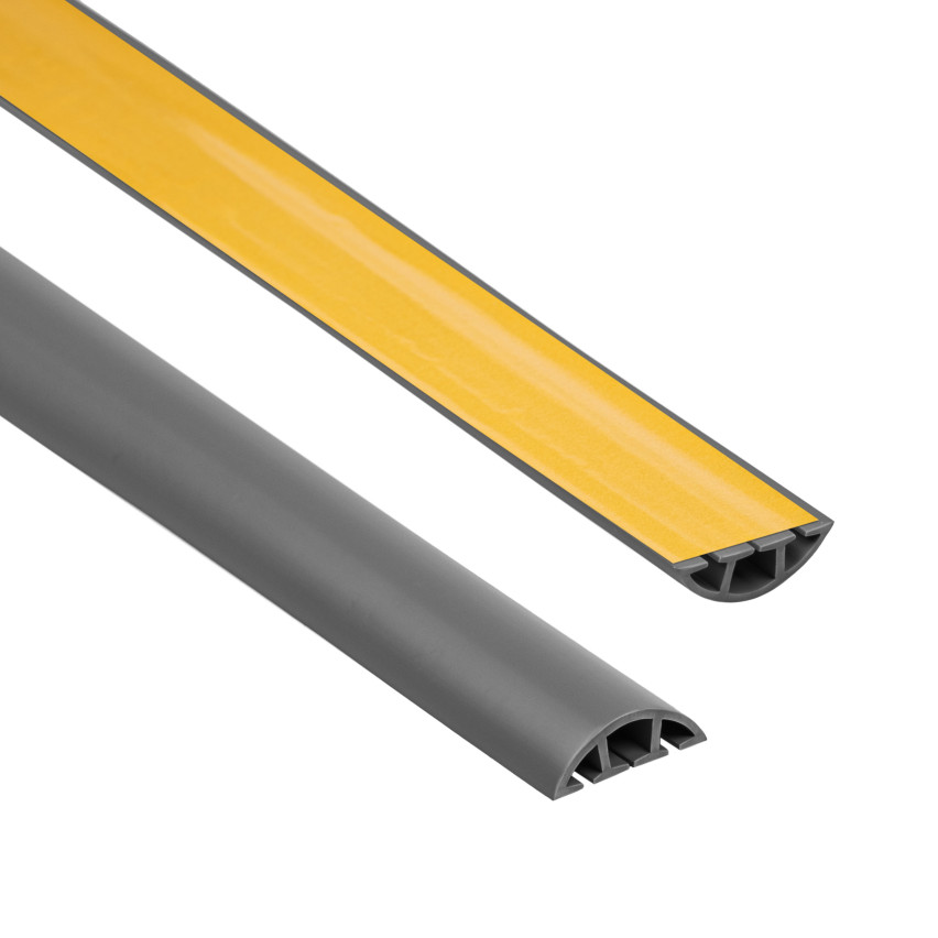 Självhäftande kabelkanaler av PVC - 200 cm, halvrunda, mörkgrå