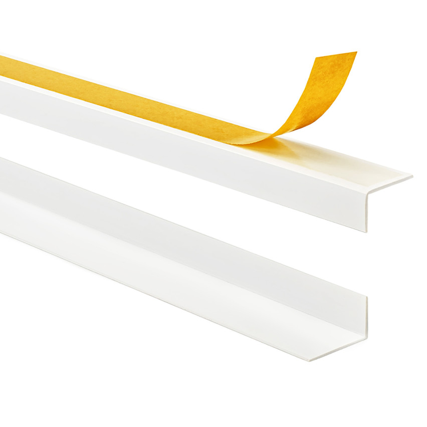 PVC-hörnprofil, ojämn, limmad på utsidan, hörnskydd, vit