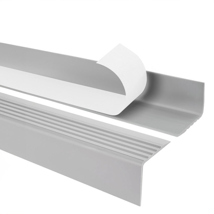 Antiglidprofil för trappor med självhäftande material, 50x42 mm, ljusgrå, 