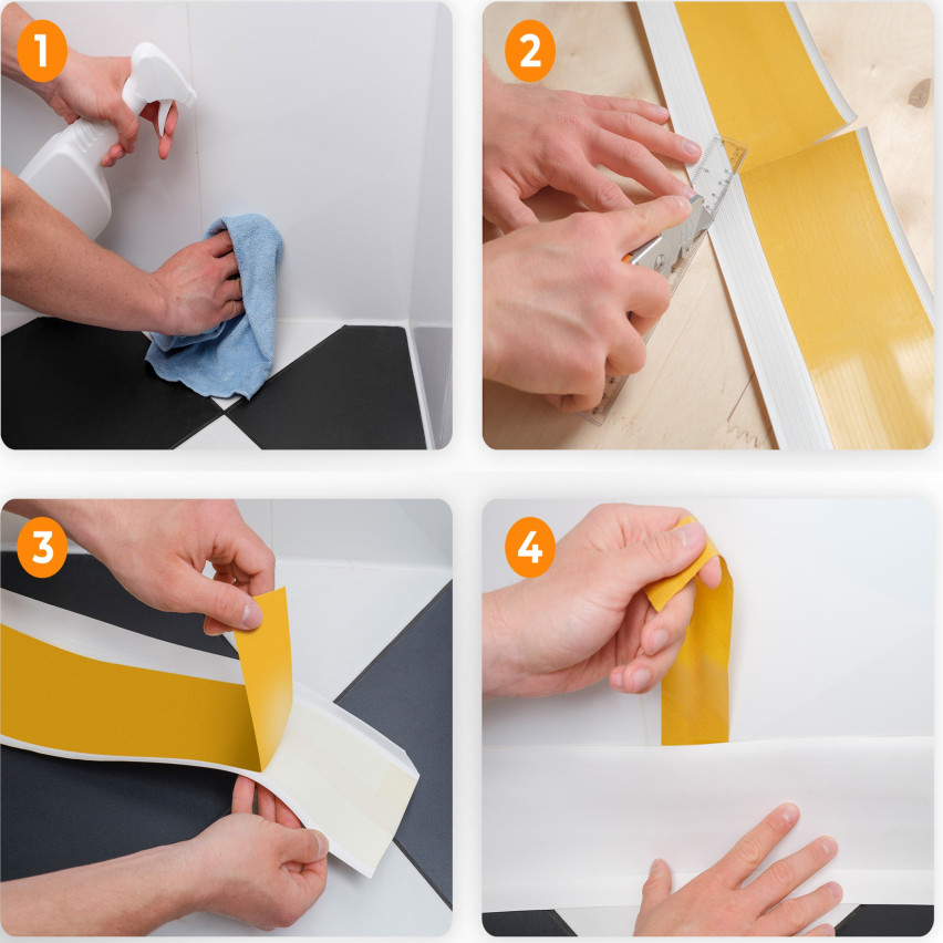 Självhäftande mjuk sockel 50x20 mm, flexibel beklädnad för kök och badrum, PVC-sockel, tätningstejp, mörkbrun