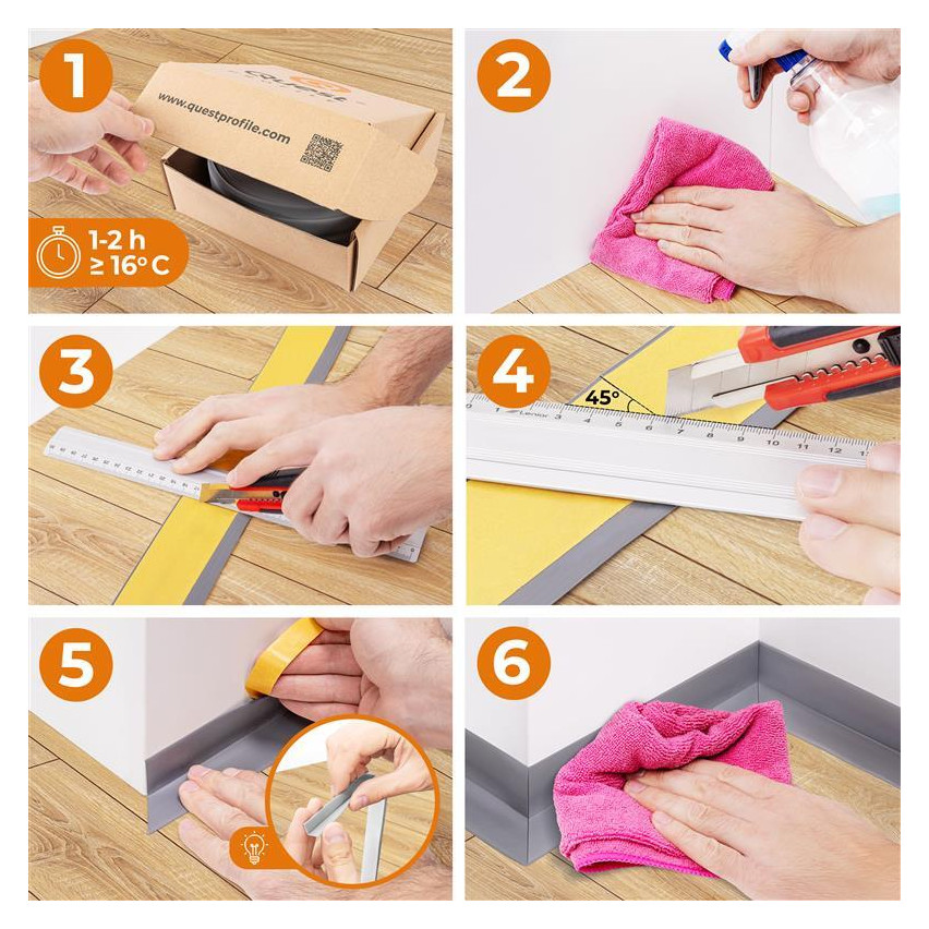 Självhäftande mjuk sockel 50x20 mm, flexibel beklädnad för kök och badrum, PVC-sockel, tätningstejp, rustik ek