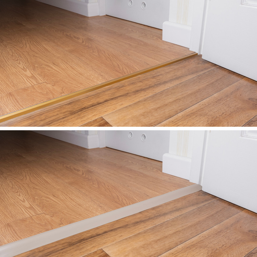 Självhäftande elastisk golvtröskel pvc för kakel, mattor, 200 cm, beige
