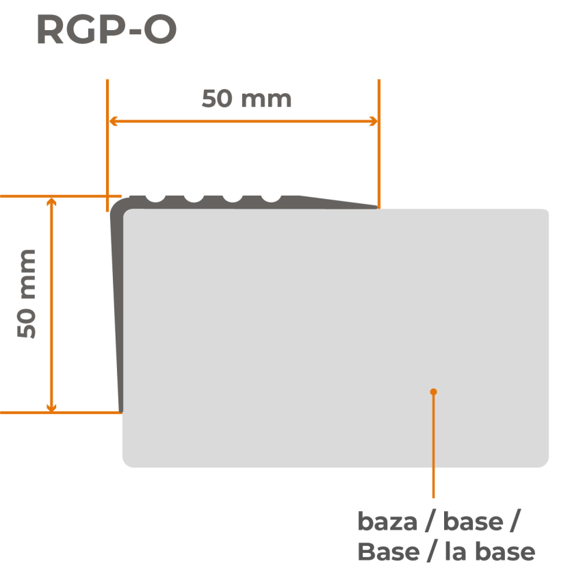 Halkfri trappkantlist PVC 50x50 mm, Röd, trapprofil varningsprofil RGP-O