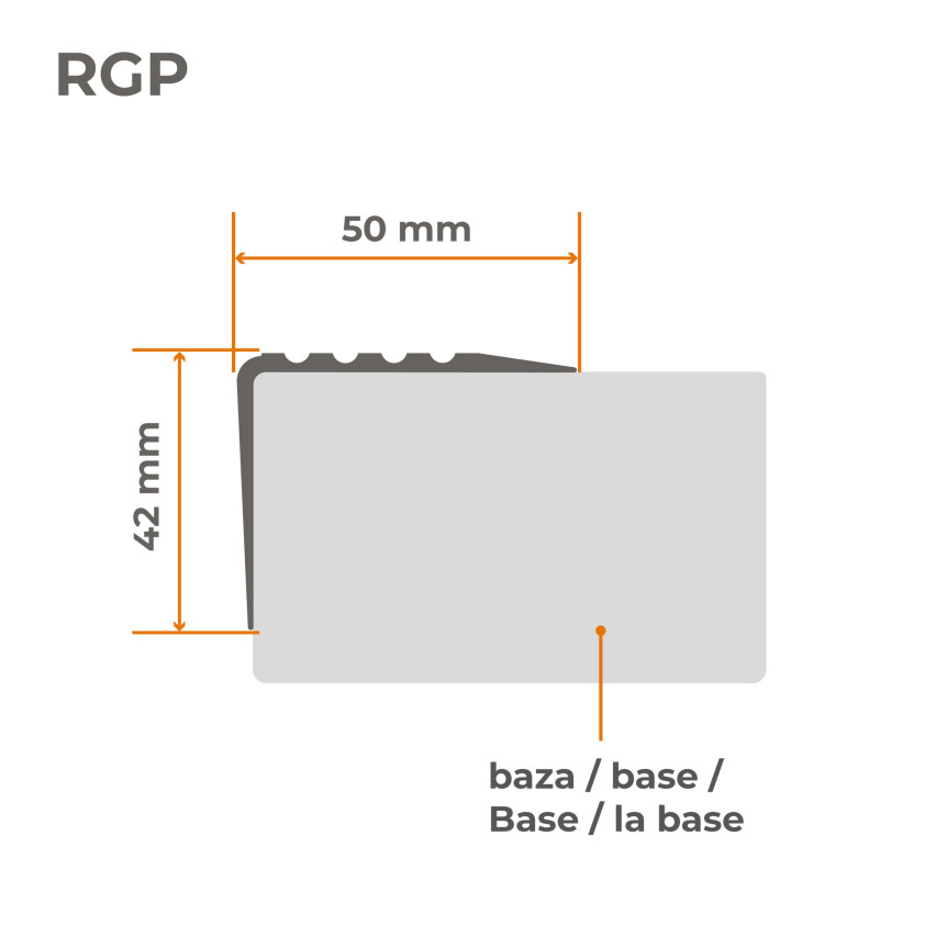 RGP halkskyddad trappprofil 1,5m svart/silver