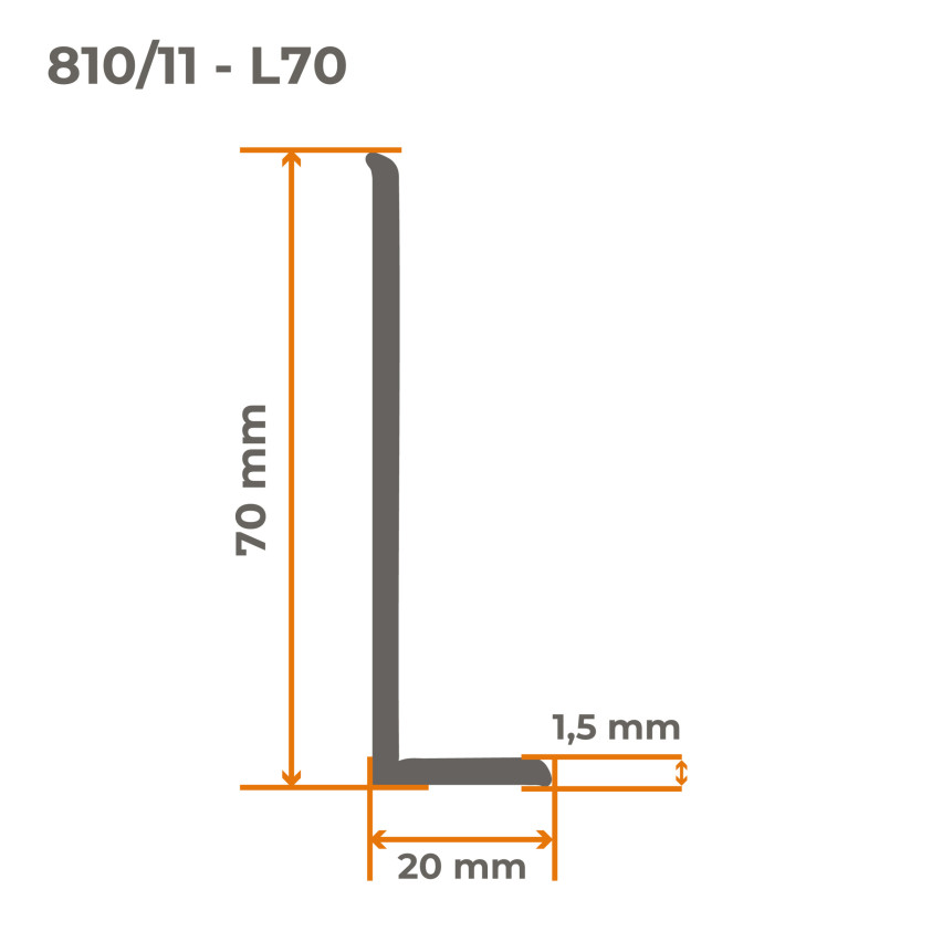 Mjuka golvlister, flexibla golvlister, hörnlister, PVC 70x20 mm, brun