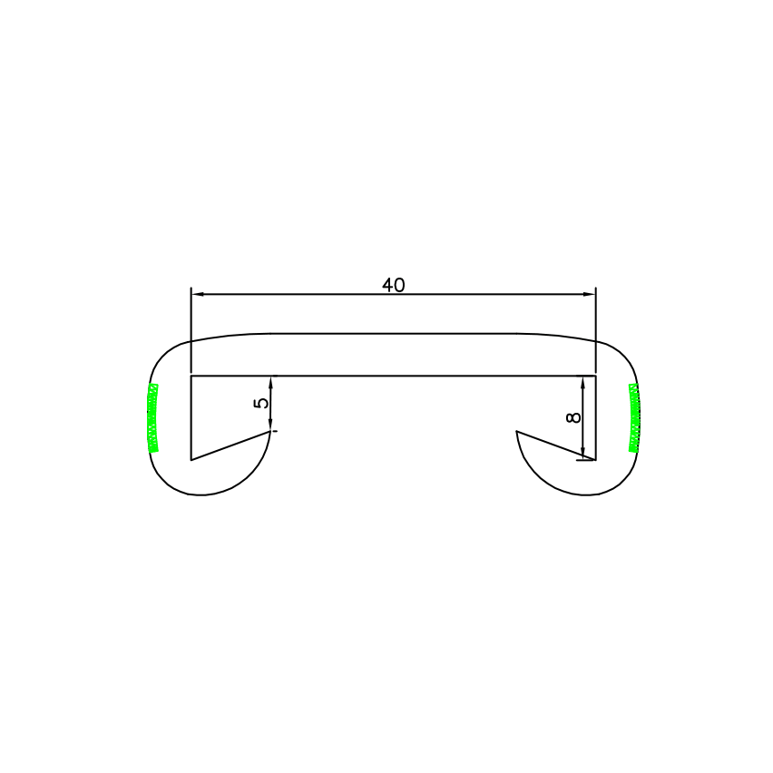 PVC ledstång, ledstång för trappor, trappräcke, PHOTO, 40x8mm, grön, 1m